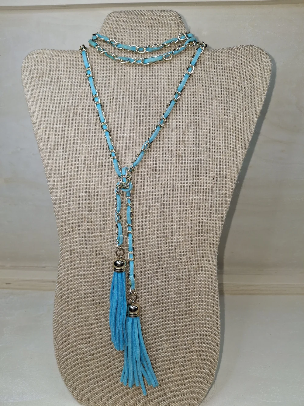 Turquoise Chain Tassel Layered Necklace - Women Jewelry